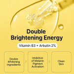 Brightening serum with Vitamin B3 and Arbutin advertisement.